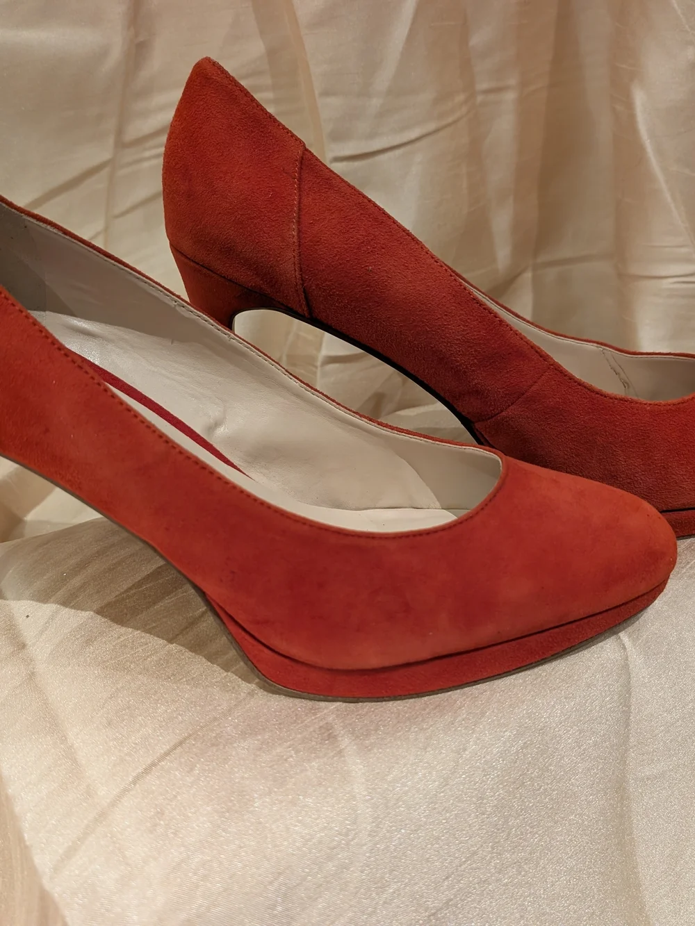 Classic Red Suede High Heel Pumps - Women's Dress Shoes - Picture 2 of 5